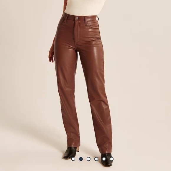 Abercrombie The 90s Straight Ultra High Rise Faux Leather Pants Curve Love - Picture 2 of 8